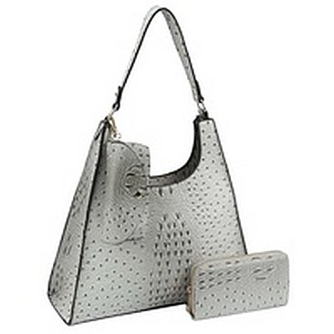 Ostrich Croc 3-in-1 Shoulder Bag
