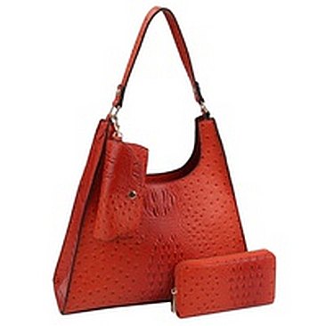 Ostrich Croc 3-in-1 Shoulder Bag