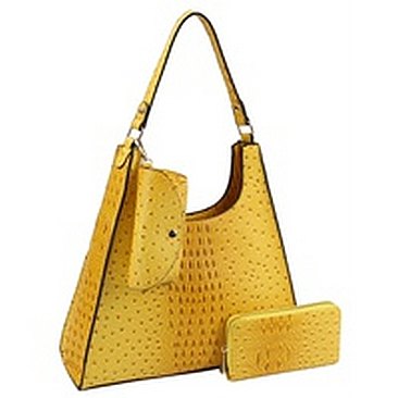 Ostrich Croc 3-in-1 Shoulder Bag