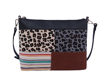 Leopard Cow Patchwork Crossbody Bag