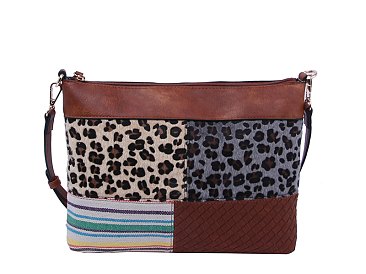 Leopard Cow Patchwork Crossbody Bag
