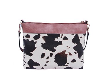 Leopard Cow Patchwork Crossbody Bag
