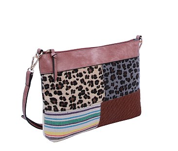 Leopard Cow Patchwork Crossbody Bag