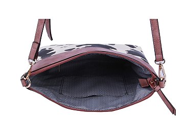 Leopard Cow Patchwork Crossbody Bag