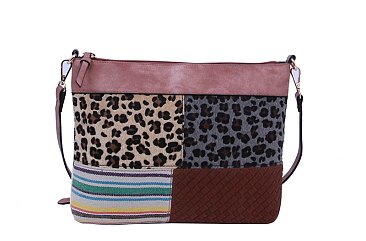 Leopard Cow Patchwork Crossbody Bag