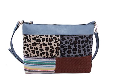Leopard Cow Patchwork Crossbody Bag