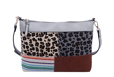 Leopard Cow Patchwork Crossbody Bag