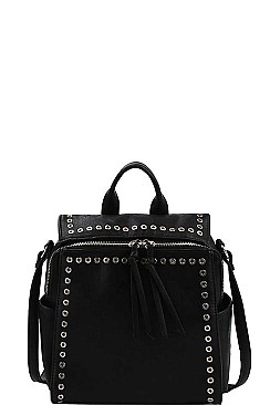 DESIGNER TRENDY RING STUDDED CONVERTIBLE BACKPACK