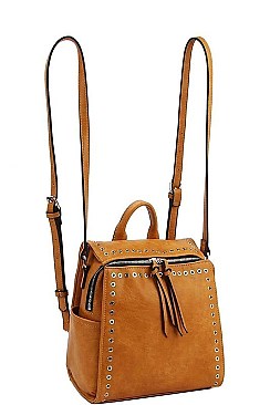 DESIGNER TRENDY RING STUDDED CONVERTIBLE BACKPACK