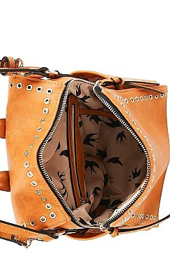 DESIGNER TRENDY RING STUDDED CONVERTIBLE BACKPACK