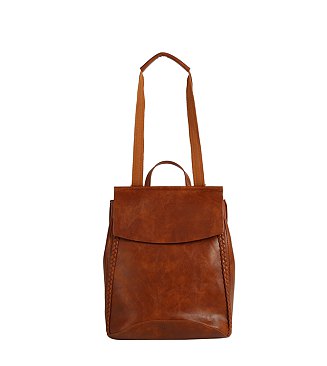 Braided Whipstitch Convertible Backpack Satchel