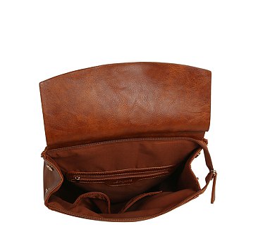 Braided Whipstitch Convertible Backpack Satchel