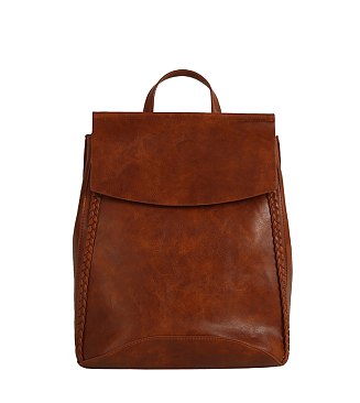Braided Whipstitch Convertible Backpack Satchel