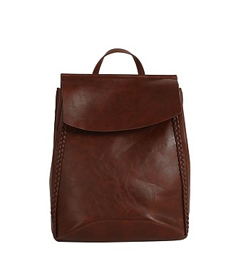 Braided Whipstitch Convertible Backpack Satchel