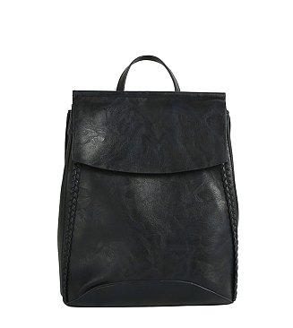 Braided Whipstitch Convertible Backpack Satchel