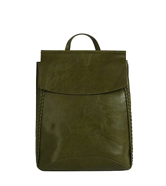 Braided Whipstitch Convertible Backpack Satchel
