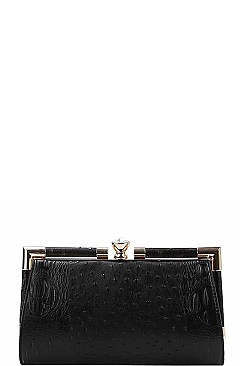 CROCO STRUCTURED EVENING PARTY CLUTCH WITH CHAIN