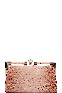 CROCO STRUCTURED EVENING PARTY CLUTCH WITH CHAIN