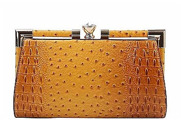 CROCO STRUCTURED EVENING PARTY CLUTCH WITH CHAIN