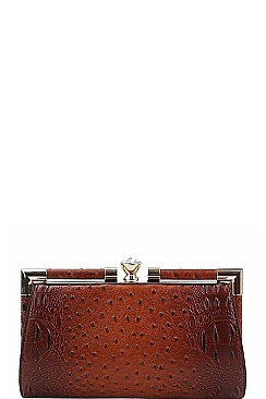 CROCO STRUCTURED EVENING PARTY CLUTCH WITH CHAIN