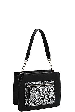 PYTHON PATCH TWO TONE SHOULDER BAG
