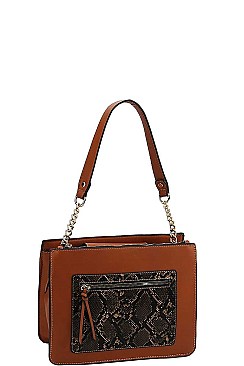 PYTHON PATCH TWO TONE SHOULDER BAG