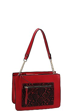 PYTHON PATCH TWO TONE SHOULDER BAG