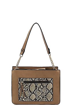 PYTHON PATCH TWO TONE SHOULDER BAG