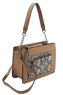 PYTHON PATCH TWO TONE SHOULDER BAG