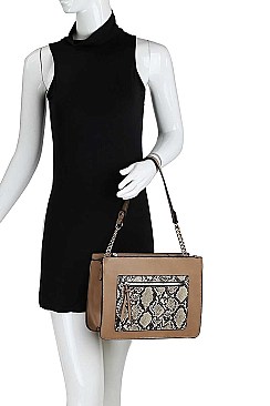 PYTHON PATCH TWO TONE SHOULDER BAG