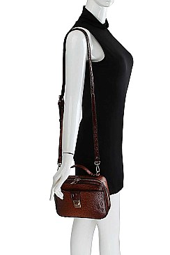 CROC TEXTURED CROSSBODY BAG