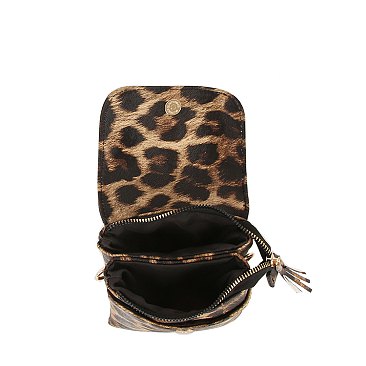 Tassel Zip Crossbody Bag Cell Phone Purse