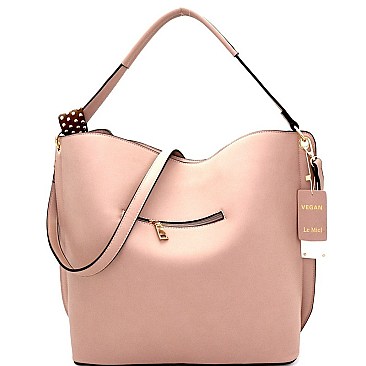 CHEVRON PATTERNED TASSEL ACCENT HOBO