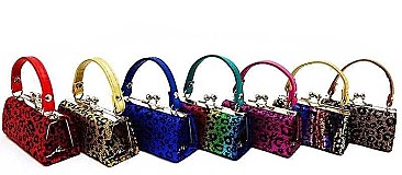 PACK OF 12 PCS ASSORTED COLOR MINI LEOPARD COLOR COIN PURSE