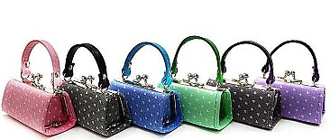 PACK OF 12 PCS ASSORTED COLOR MINI CUTE HEART PRINT COIN PURSES