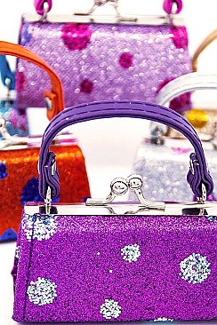 PACK OF 12 PCS ASSORTED COLOR MINI SPARKLING SPANGLE CUTE COIN PURSE
