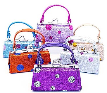 PACK OF 12 PCS ASSORTED COLOR MINI SPARKLING SPANGLE CUTE COIN PURSE