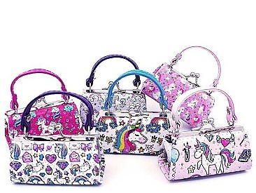 PACK OF 12 PCS ASSORTED COLOR MINI UNICORN COIN PURSE