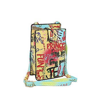 Multi Graffiti Print Crossbody Bag Cell Phone Purse