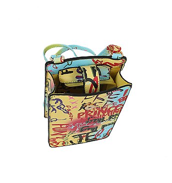Multi Graffiti Print Crossbody Bag Cell Phone Purse