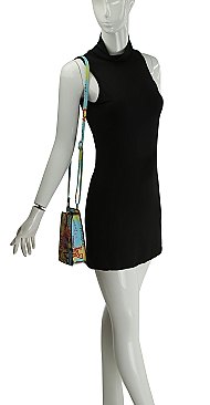 Multi Graffiti Print Crossbody Bag Cell Phone Purse