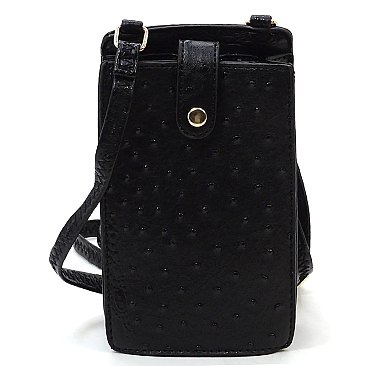 Ostrich Croc Crossbody Bag Cell Phone Purse