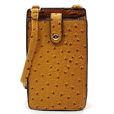 Ostrich Croc Crossbody Bag Cell Phone Purse