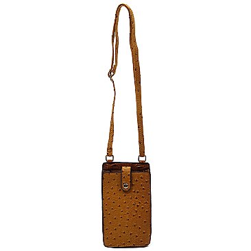 Ostrich Croc Crossbody Bag Cell Phone Purse