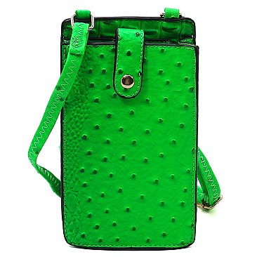 Ostrich Croc Crossbody Bag Cell Phone Purse