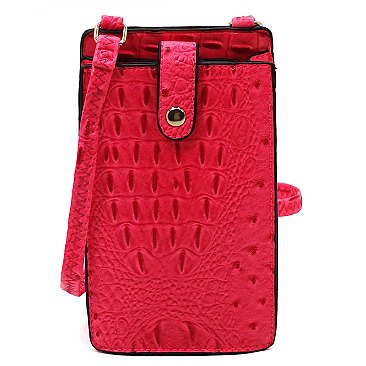 Ostrich Croc Crossbody Bag Cell Phone Purse