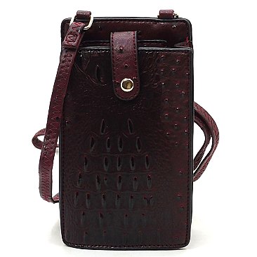 Ostrich Croc Crossbody Bag Cell Phone Purse