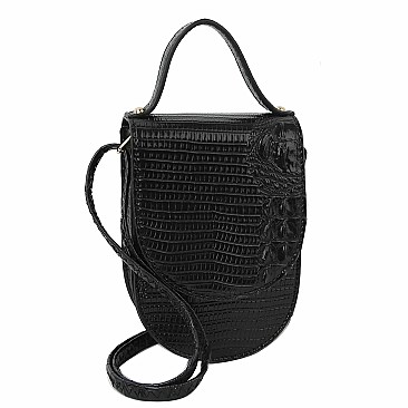 Top Flap Croc Alligator Cell Phone Purse & Crossbody Bag