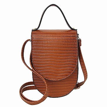 Top Flap Croc Alligator Cell Phone Purse & Crossbody Bag