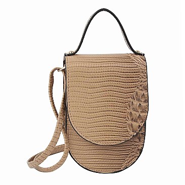 Top Flap Croc Alligator Cell Phone Purse & Crossbody Bag